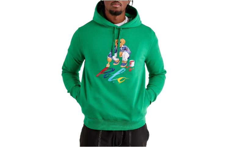 Ralph Lauren Green Hooded Pullover Fitted Long-Sleeve Hoodie 710853309-029