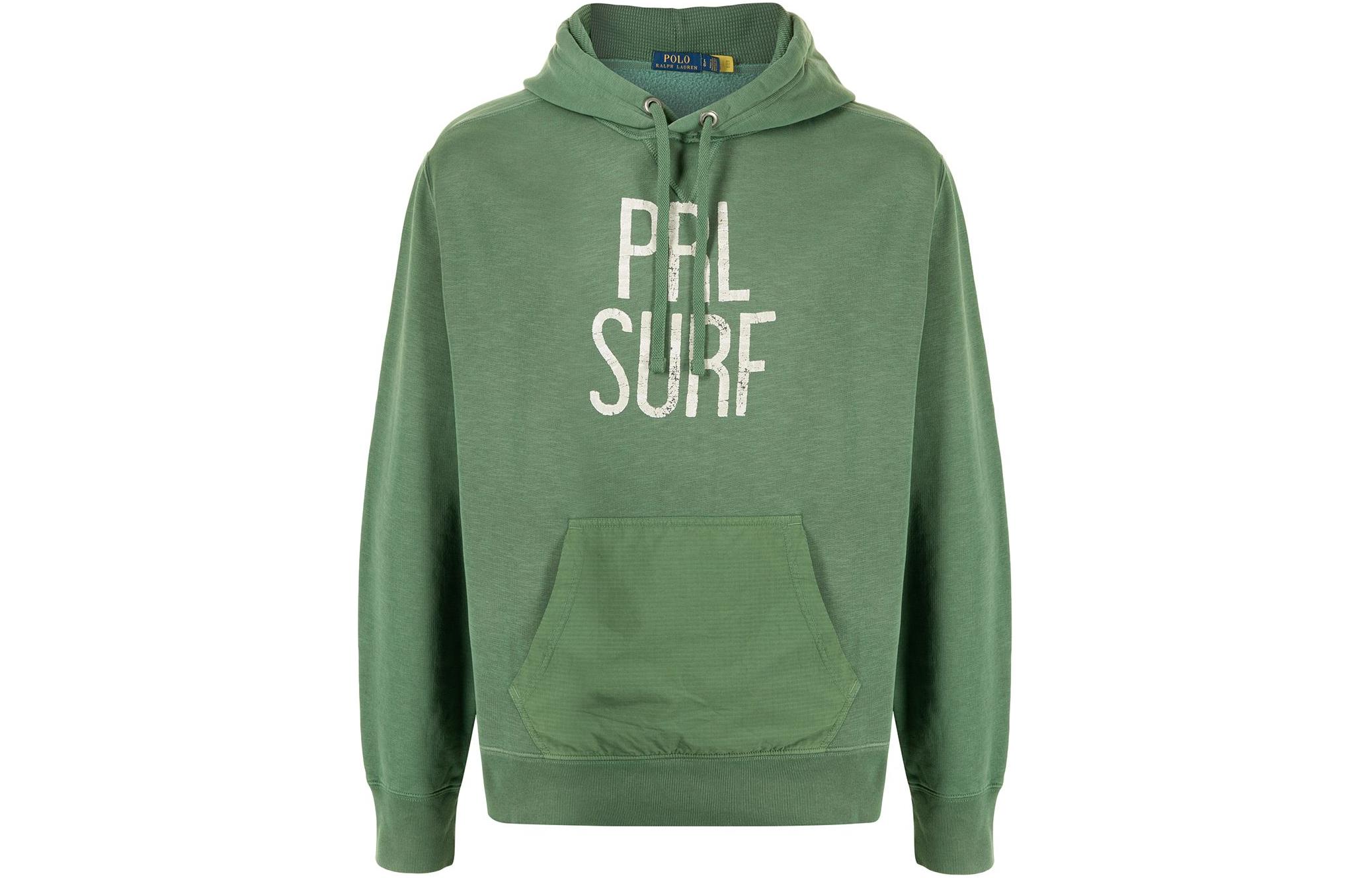 Ralph Lauren Green Hoodie with Logo Print and Lettered Design 710842415-001