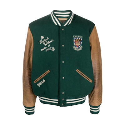 Ralph Lauren Green Letter Logo Varsity Collar Colorblock Jacket 710916063-001