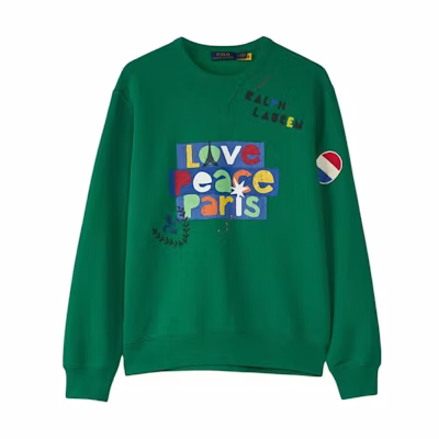 Ralph Lauren Green Letter Print Crewneck Loose-Fit Sweatshirt 710934773-001