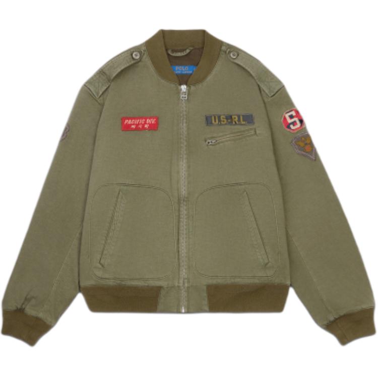 Ralph Lauren Green Pilot Pocket Baseball Collar Zip-Up Jacket MNPOOTW16021666-300