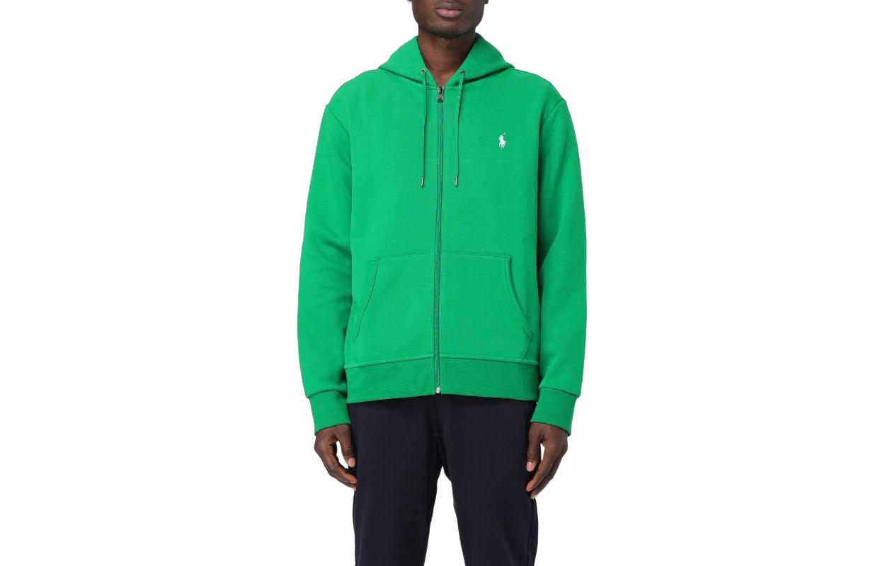Ralph Lauren Green Zip-Up Hoodie Jacket with Logo Embroidery 710881517-039
