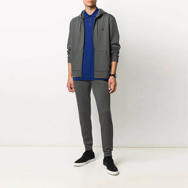 Lookbook 拉夫勞倫綠色刺繡 Logo 拉鍊連帽外套 710652313-046