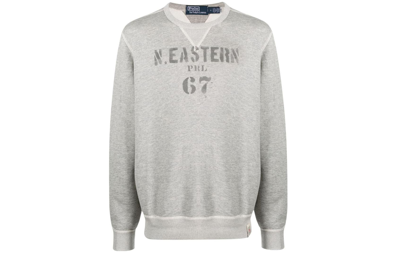 Ralph Lauren Grey Crewneck Sweatshirt with Alphanumeric Print 710918788-001