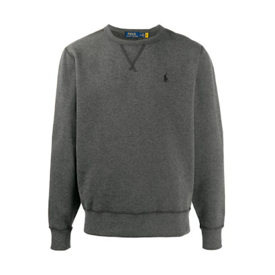 Ralph Lauren Grey Crewneck Sweatshirt with Logo Embroidery 710766772-010