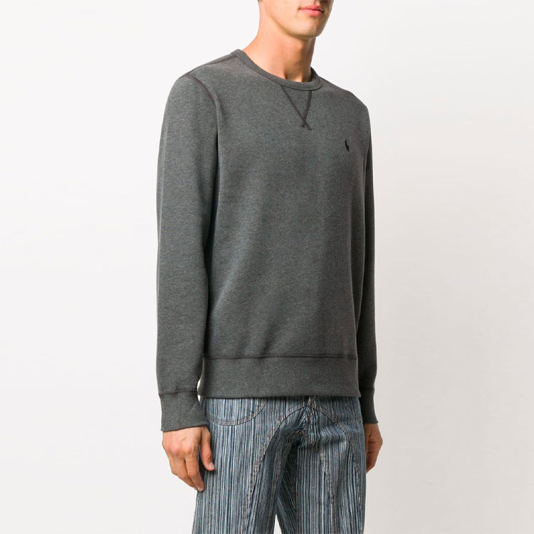 Shop 랄프 로렌 그레이 로고 자수 크루넥 스웻셔츠 710766772-010