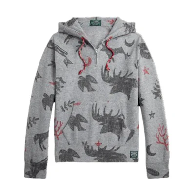 Ralph Lauren Grey Hoodie with All-Over Animal Print Design MNPOKNI16823-132