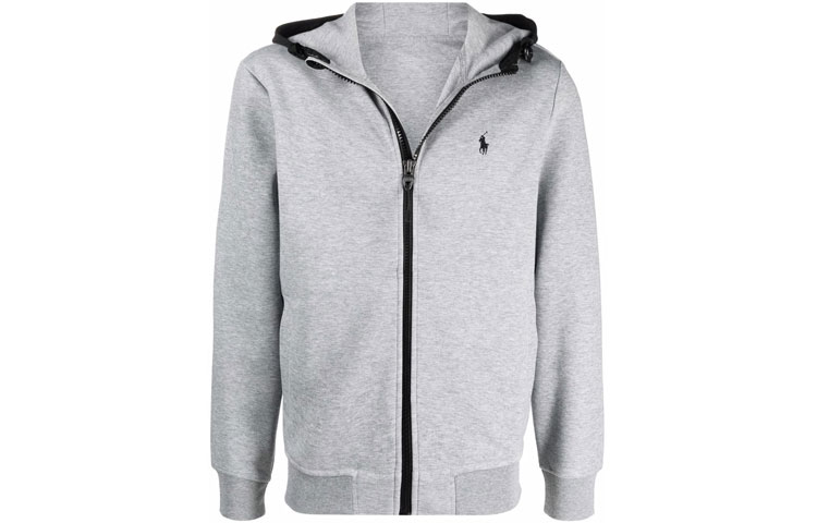 Ralph Lauren Grey Hoodie with Logo Embroidery & Elbow Patch 710814222-007