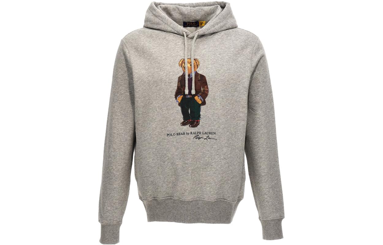 Ralph Lauren Grey Pullover Hoodie with Animal Print 853309027-710