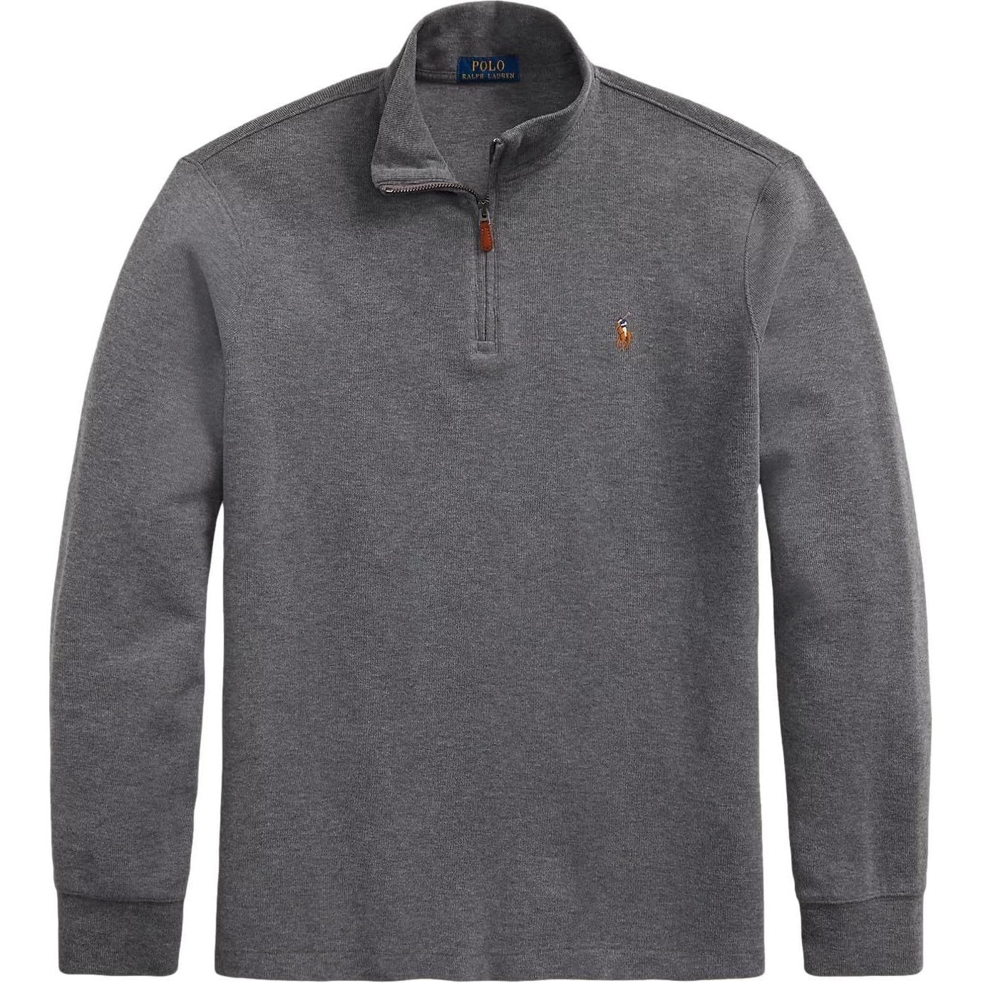 Ralph Lauren Half-Zip Polo Sweatshirt with Colorful Pony Logo - Charcoal Grey 710671929-037