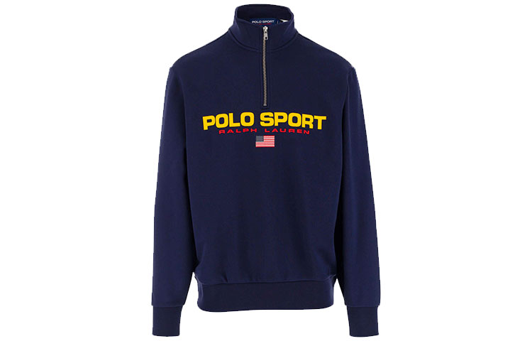 Ralph Lauren Half-Zip Printed Letter Sweatshirt Blue 710835766-001