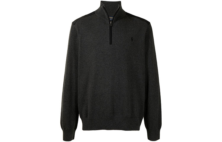 Ralph Lauren Half-Zip Pullover Sweatshirt with Logo Embroidery - Dark Gray 710858189-002