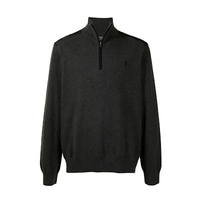 Ralph Lauren Half-Zip Pullover Sweatshirt with Logo Embroidery - Dark Gray 710858189-002