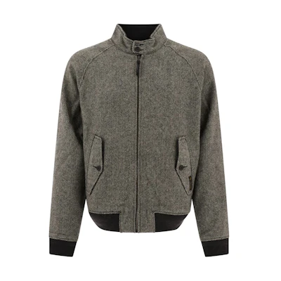 Ralph Lauren Herringbone Zip-Up Jacket Black/Cream Long Sleeve 710908365-001