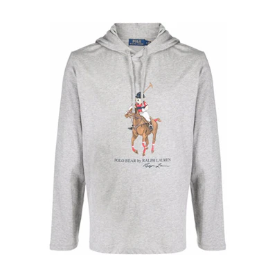 Ralph Lauren Hoodie Grey with Front Logo Cartoon Print Long Sleeve 710853354-001