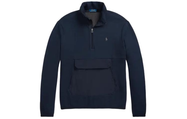 Ralph Lauren Hybrid Hooded Anorak Navy Blue Half-Zip Logo Jacket for Men MNPOKNI16823-375