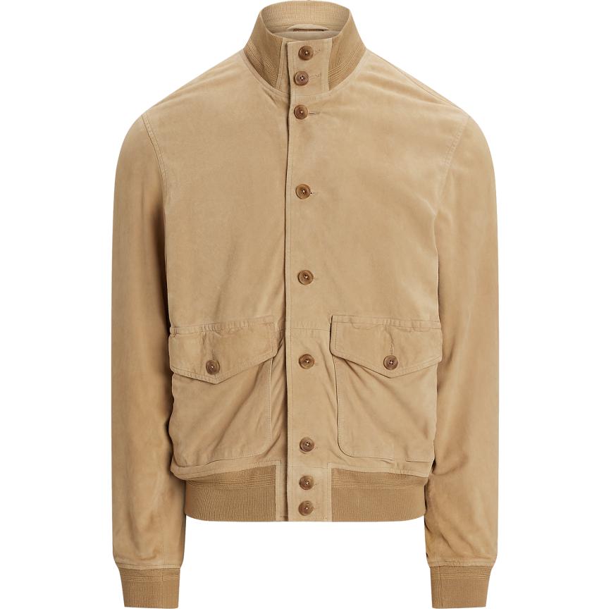 Ralph Lauren Khaki Solid Ribbed Mock Neck Long Sleeve Jacket for Men MNPOOTW16021594-250