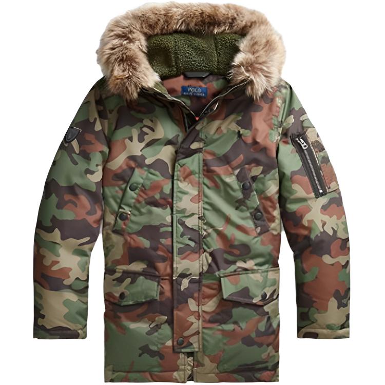 Ralph Lauren Kids' Green Camo Logo Embroidered Hooded Jacket SS23 323799842-001