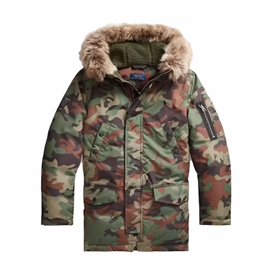 Ralph Lauren Kids' Green Camo Logo Embroidered Hooded Jacket SS23 323799842-001