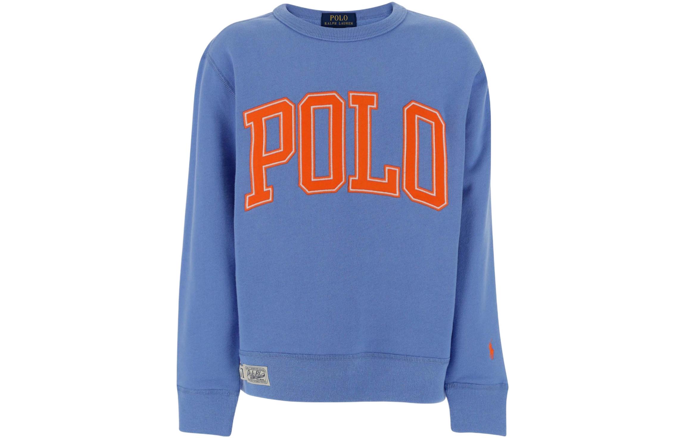 Ralph Lauren Kids Crewneck Pullover Sweatshirt SS22 Blue Letter Print 323851011-003