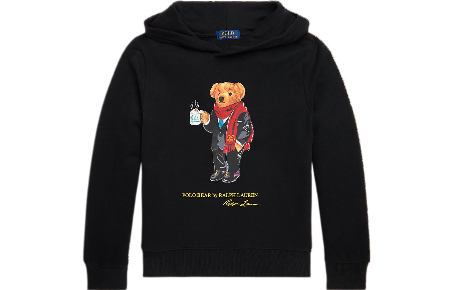 Ralph Lauren Kids Hoodie SS23 Bear Graphic Pullover Black CWPOKNIY8020666-001