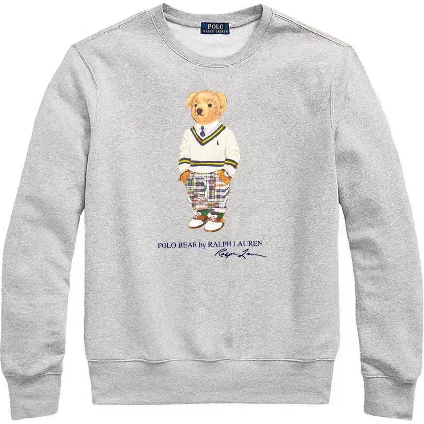 Ralph Lauren Kids Teddy Bear Logo Crewneck Pullover Sweatshirt Grey 323938098-002