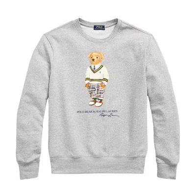 Ralph Lauren Kids Teddy Bear Logo Crewneck Pullover Sweatshirt Grey 323938098-002