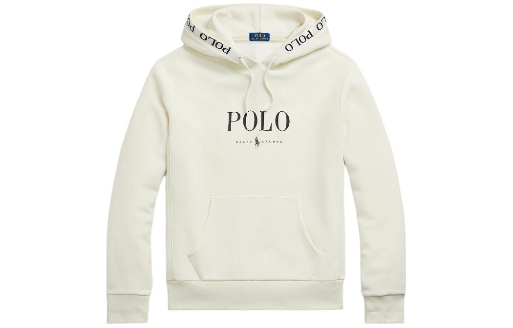 Ralph Lauren Letter Logo Print Hoodie Cream Color MNPOKNI16821518-101
