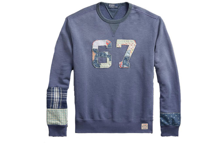 Ralph Lauren Letter Plaid Patch Crewneck Sweatshirt Men’s Slate Gray MNPOKNI16822831-410