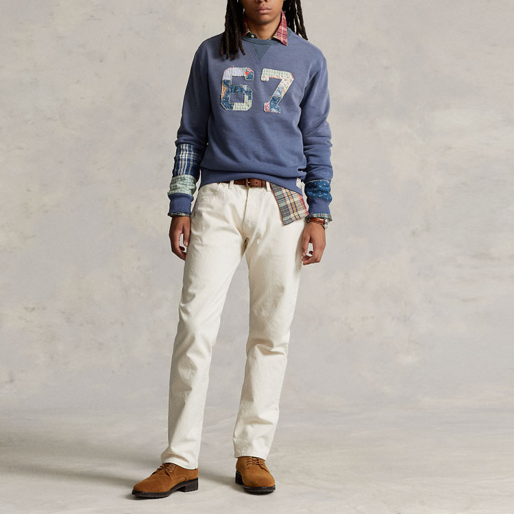 Ralph Lauren Letter Plaid Patch Crewneck Sweatshirt Men’s Slate Gray MNPOKNI16822831-410 圖 3