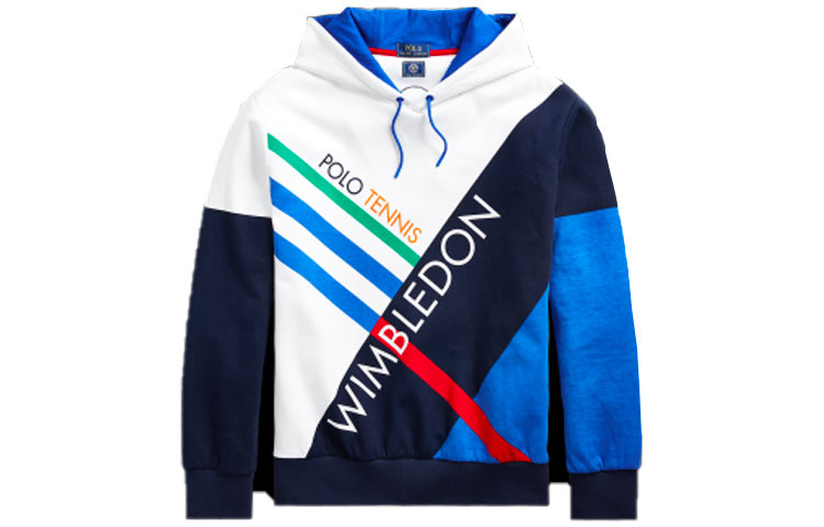 Ralph Lauren Letter Print Knit Hoodie Blue MNPOKNI16820403