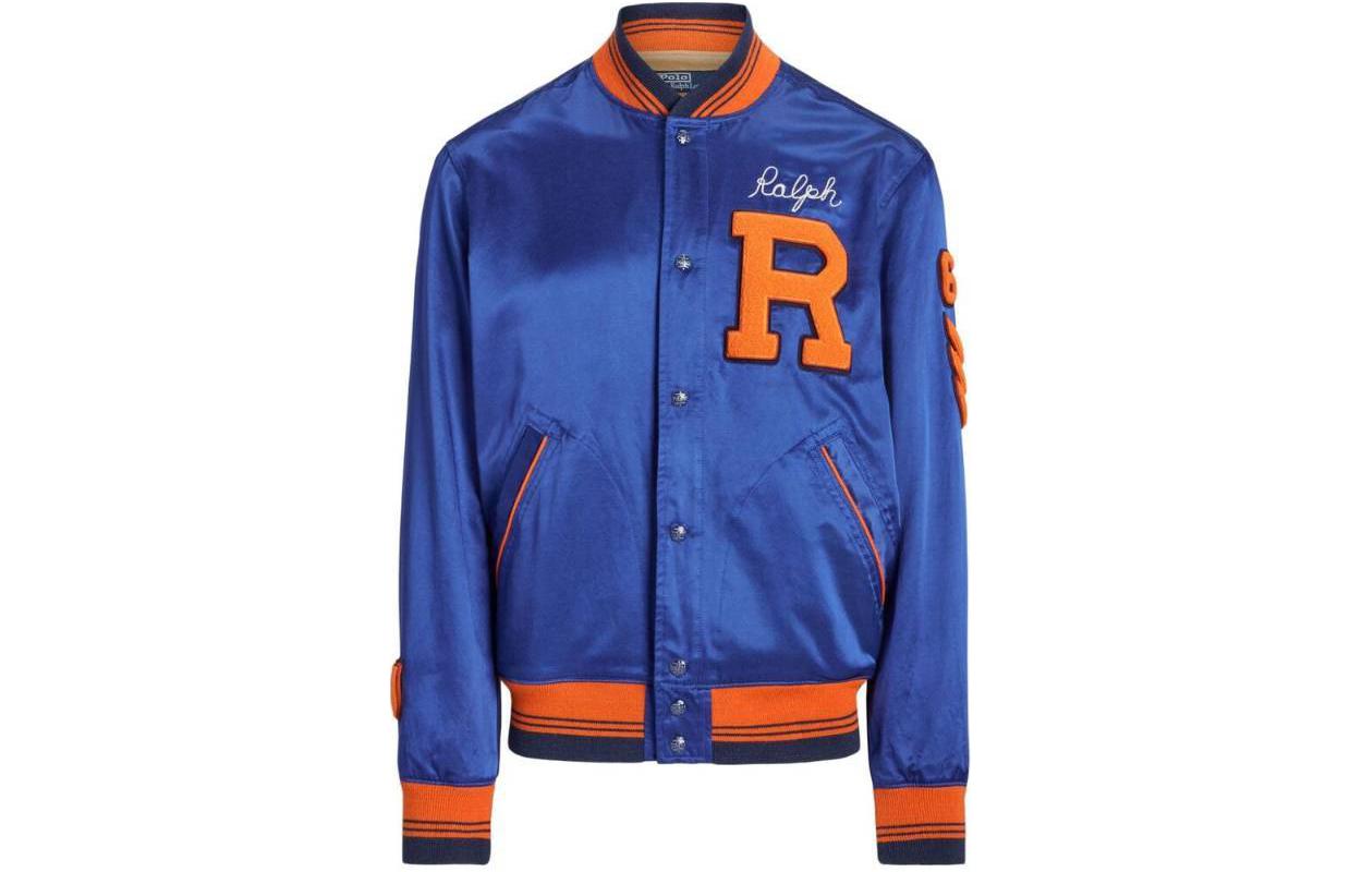 Ralph Lauren Letter Print Single-Breasted Jacket Navy Blue Long Sleeve 710928558-001