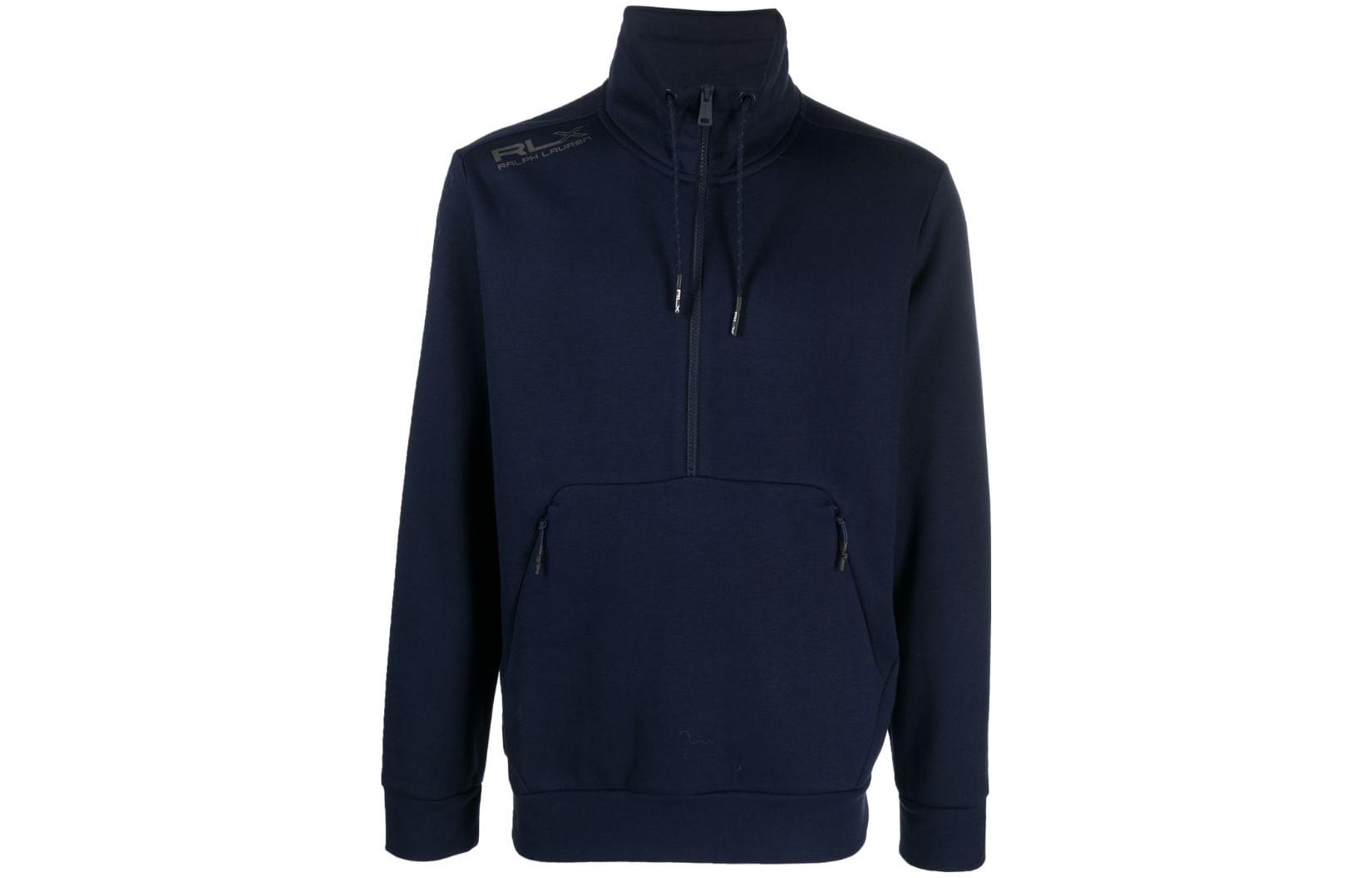 Ralph Lauren Letter Print Zip-Up High-Neck Sweatshirt Navy Blue Men’s MNRXKNI16820044-410