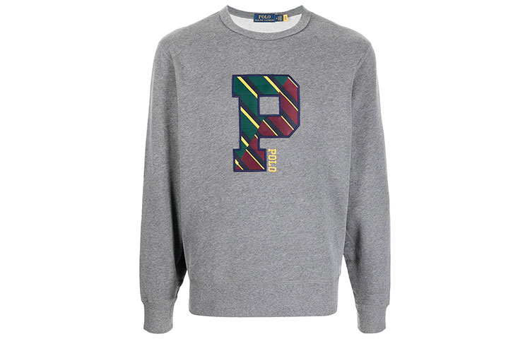 Ralph Lauren Logo Crewneck Long-Sleeve Pullover Sweatshirt Grey 710853271-001