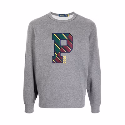 Ralph Lauren Logo Crewneck Long-Sleeve Pullover Sweatshirt Grey 710853271-001