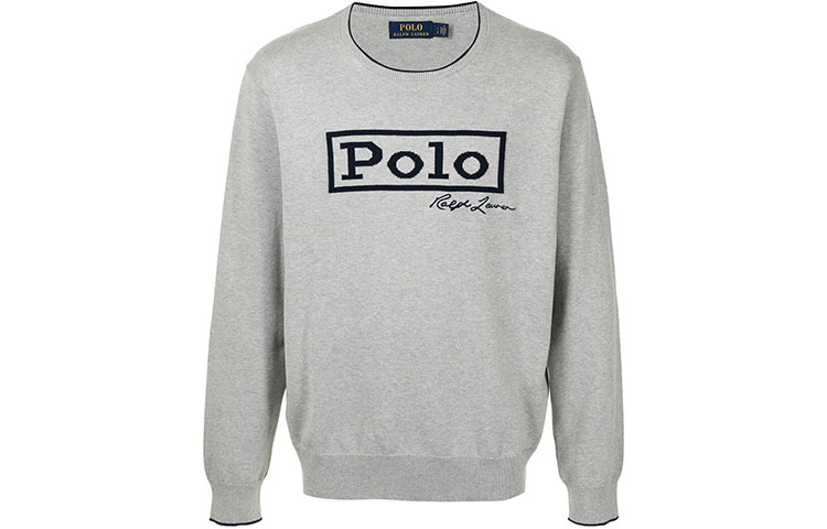 Ralph Lauren Logo Crewneck Pullover Sweatshirt Grey - 710828780-001