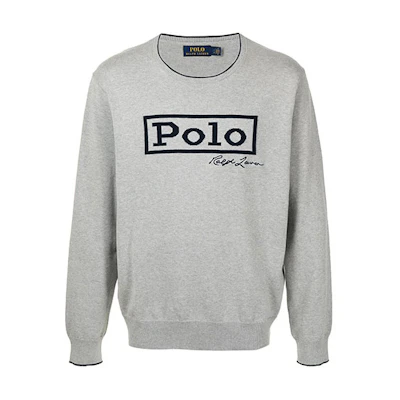 Ralph Lauren Logo Crewneck Pullover Sweatshirt Grey - 710828780-001