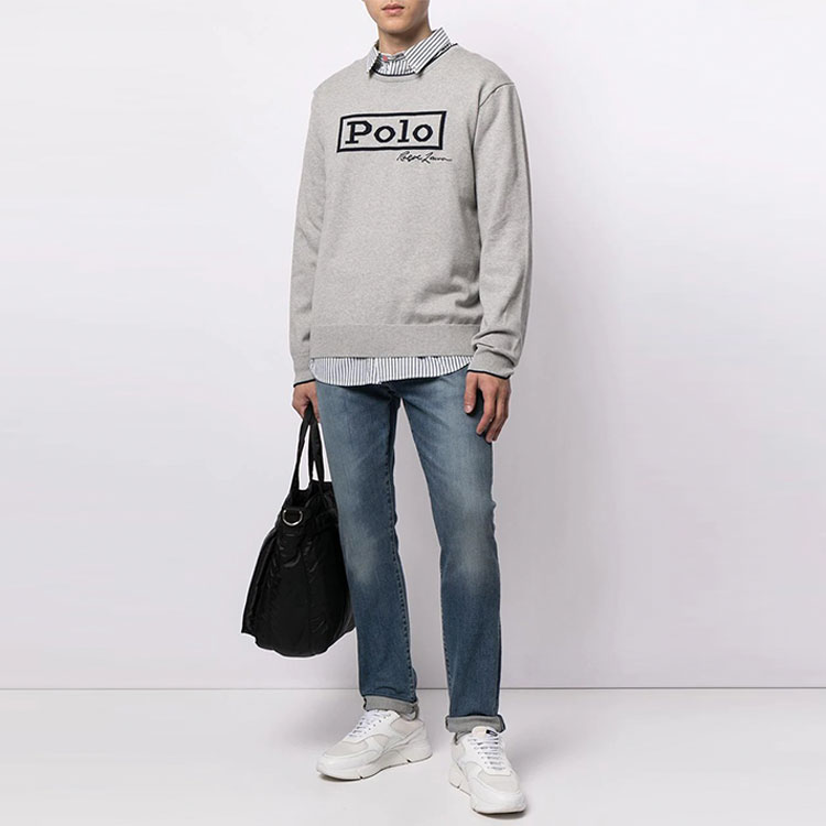 Lookbook Ralph Lauren Logo 圓領灰色休閒運動衫 710828780-001