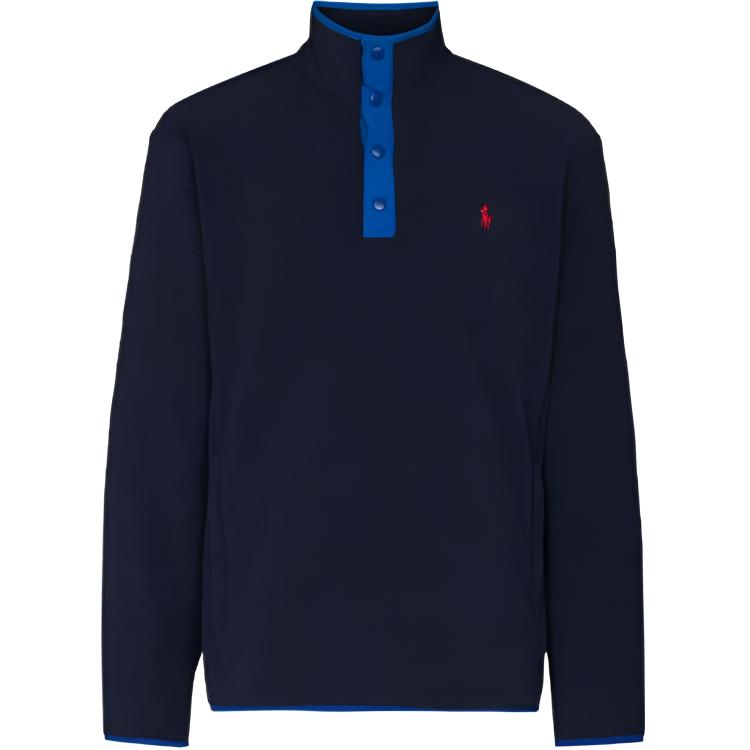 Ralph Lauren Logo Embroidered Button-Collar Sweatshirt Blue Long Sleeve 710850393-002