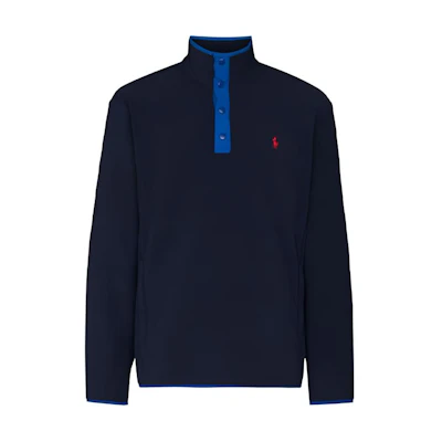 Ralph Lauren Logo Embroidered Button-Collar Sweatshirt Blue Long Sleeve 710850393-002