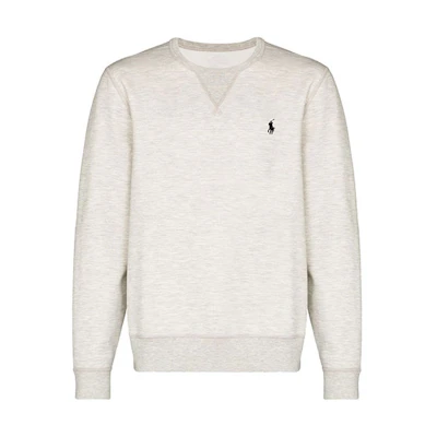 Ralph Lauren Logo Embroidered Crewneck Pullover Sweatshirt Grey White Men 710675313-020