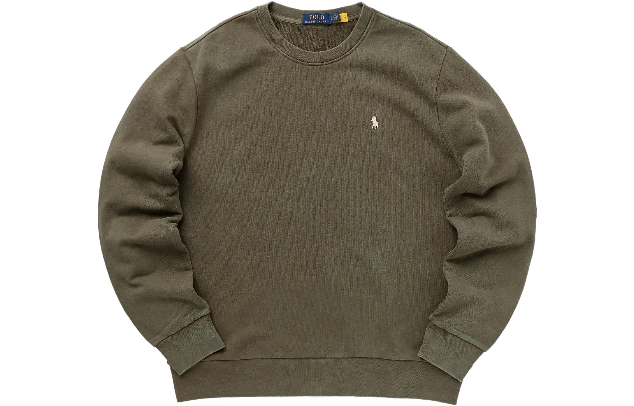 Ralph Lauren Logo Embroidered Crewneck Pullover Sweatshirt Olive Green Men’s 710916689-005