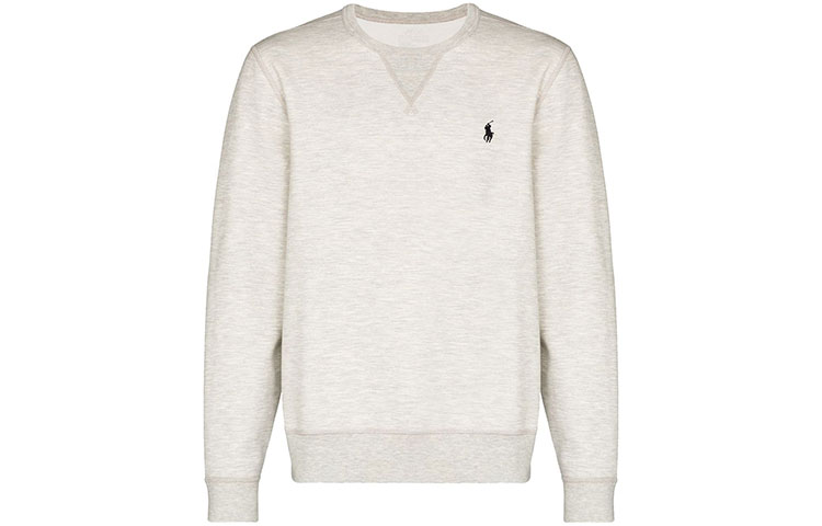 Ralph Lauren Logo Embroidered Crewneck Pullover Sweatshirt Grey White Men 710675313-020 圖 2