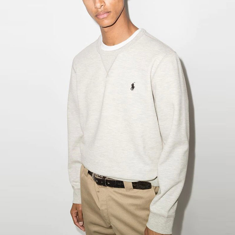 Ralph Lauren Logo Embroidered Crewneck Pullover Sweatshirt Grey White Men 710675313-020 圖 5
