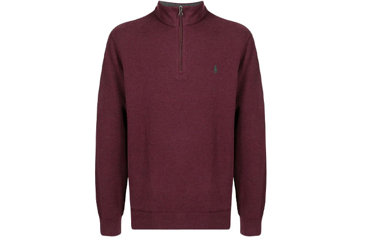 Ralph Lauren Logo Embroidered Half-Zip Pullover Sweatshirt Maroon 710812963-007