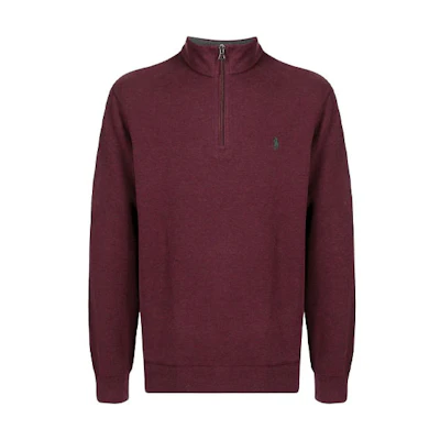 Ralph Lauren Logo Embroidered Half-Zip Pullover Sweatshirt Maroon 710812963-007