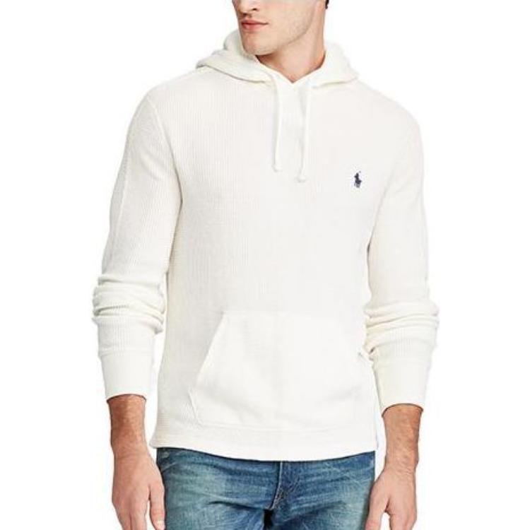 Lookbook 拉夫勞倫Logo刺繡白色連帽長袖衛衣 710767962-002