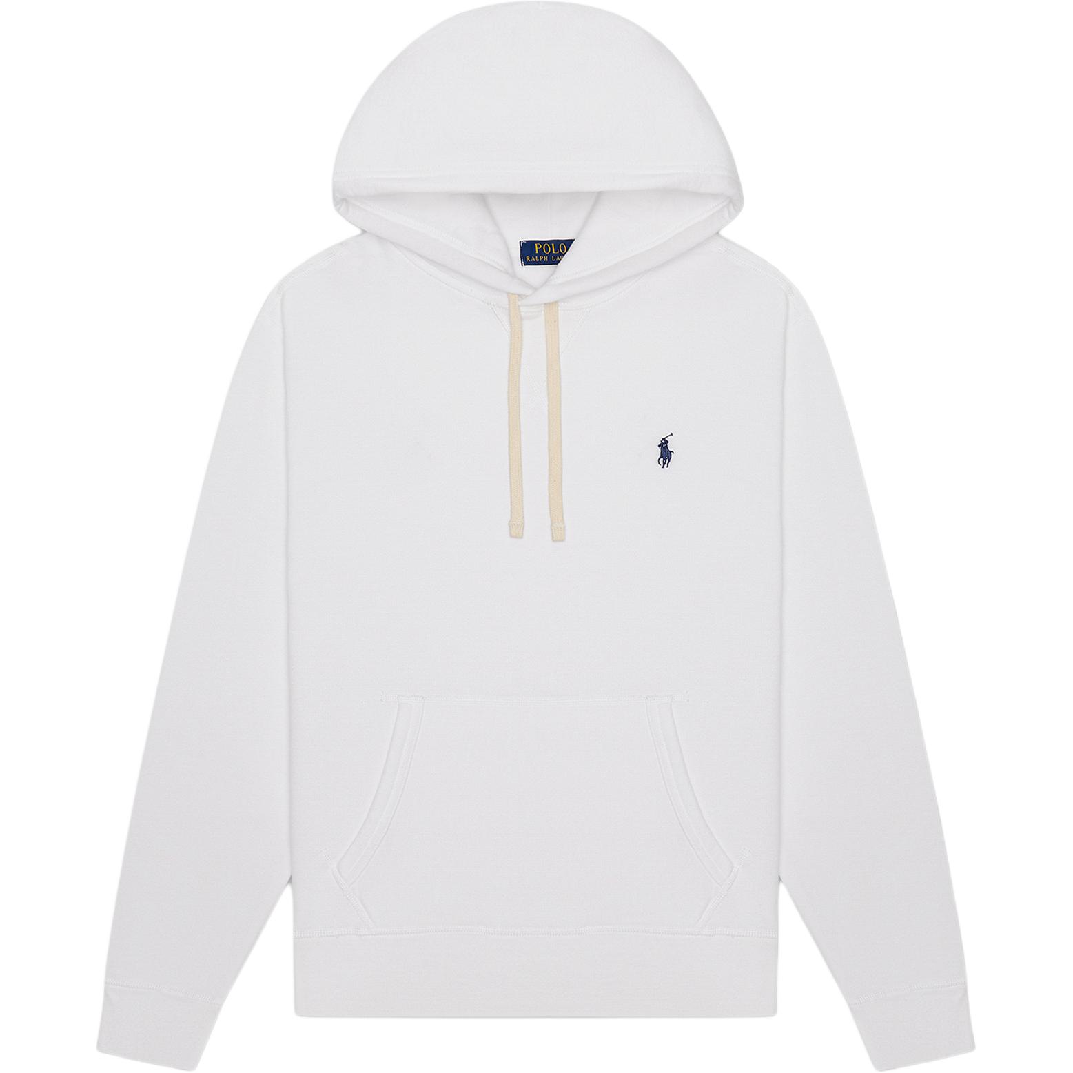 Ralph Lauren Logo Embroidered Hoodie White Pullover 766778-009