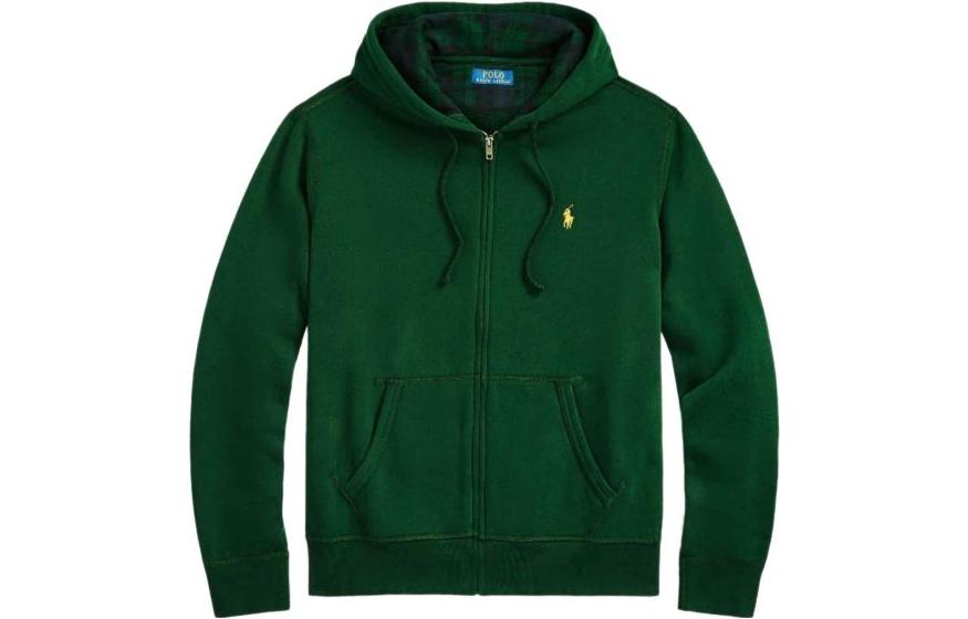 Ralph Lauren Logo Embroidered Zip Hoodie Long Sleeve Green 710853207008
