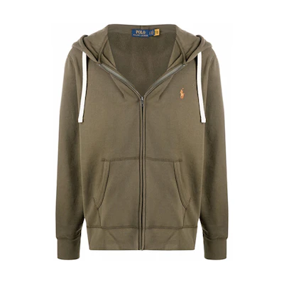 Ralph Lauren Logo Embroidered Zip Hoodie Sweatshirt Green 710813297-010